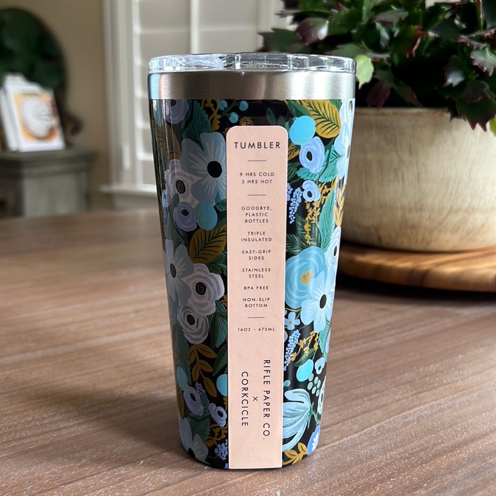 Rifle Paper Co. x Corksicle 16oz Tumbler in Garden Party Blue